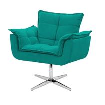Cadeira Decorativa Opala Azul Turquesa Base Giratória