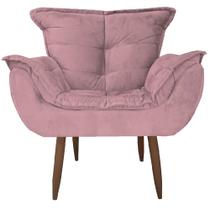 Cadeira Decorativa Opala Quarto Sala Suede Rosa - Moveis Aguias