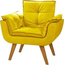 Cadeira Decorativa Opalla Sala De Estar Sued Amarelo - Kimi Design