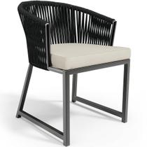 Cadeira Decorativa Para Área Gourmet Cozinha Varanda Corda Náutica Bethari D04 Preto - Lyam Decor Cadeira Decorativa Para Área Gourmet Cozinha Varanda Corda Náutica Bethari D04 Preto - Lyam Decor