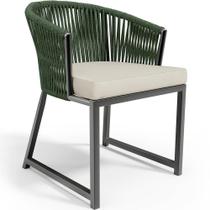 Cadeira Decorativa Para Área Gourmet Cozinha Varanda Corda Náutica Bethari D04 Verde - Lyam Decor