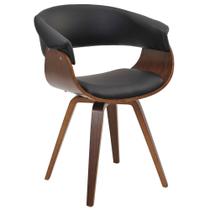 Cadeira Decorativa para Escritório Recepção Ohana Fixa PU Preto - Gran Belo