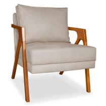 Cadeira Decorativa para Sala de Estar Mona Suede Bege