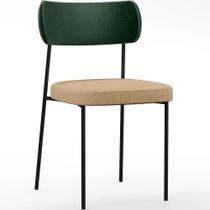 Cadeira Decorativa Para Sala De Jantar Melina L02 Facto Verde Musgo Linho Bege Escuro - Lyam Decor