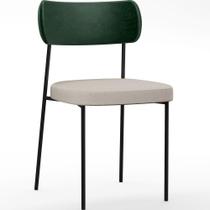 Cadeira Decorativa Para Sala De Jantar Melina L02 Facto Verde Musgo Linho Cru - Lyam Decor