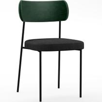 Cadeira Decorativa Para Sala De Jantar Melina L02 Fcato Verde Musgo Linho Chumbo - Lyam Decor