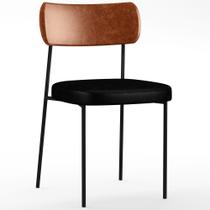 Cadeira Decorativa Para Sala De Jantar Melina L02 material sintético Camel material sintético Preto - Lyam Decor