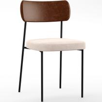 Cadeira Decorativa Para Sala De Jantar Melina L02 Sintético Marrom Suede Bege - Lyam Decor