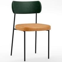 Cadeira Decorativa Para Sala De Jantar Melina L02 Sintético Verde Musgo Sintético Whisky - Lyam Decor