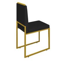 Cadeira Decorativa Pés Metálicos Base Dourada Preto