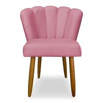 Cadeira Decorativa Pétala pé de palito sala escritório Veludo Rosa - BERIT DECOR