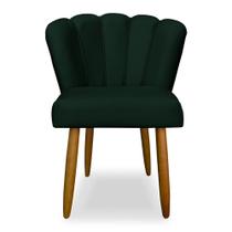 Cadeira Decorativa Pétala pé de palito sala escritório Veludo Verde - BERIT DECOR