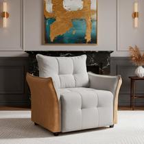 Cadeira Decorativa Poltrona Boston Para Sala Bouclé E material sintético