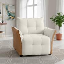 Cadeira Decorativa Poltrona Boston Para Sala Bouclé E material sintético