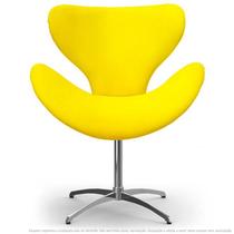 Cadeira Decorativa Poltrona Egg Amarela com Base Giratória - Clefatos