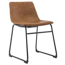 Cadeira Decorativa Sala de Estar Recepção Fixa Maia PU Sintético Marrom G56 - Gran Belo