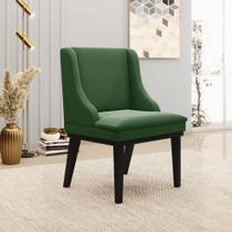 Cadeira Decorativa Sala de Jantar Base Fixa de Madeira Firenze Suede Verde Esmeralda/Preto G19 - Gran Belo