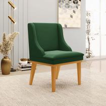 Cadeira Decorativa Sala de Jantar Base Fixa de Madeira Firenze Veludo Verde Esmeralda/Castanho G19 - Gran Belo Cadeira Decorativa Sala de Jantar Base Fixa de Madeira Firenze Veludo Verde Esmeralda/Castanho G19 - Gran Belo