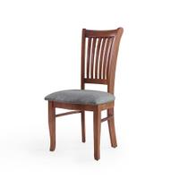Cadeira Decorativa Sala de Jantar Madeira Maciça Bakeri Linho Cinza/Imbuia G42 - Gran Belo