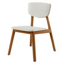 Cadeira Decorativa Sala de Jantar Madeira Maciça Lang Linho Off White/Mel G13 - Gran Belo Cadeira Decorativa Sala de Jantar Madeira Maciça Lang Linho Off White/Mel G13 - Gran Belo