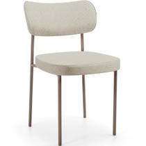 Cadeira Decorativa Sala De Jantar Melina Base Arena L02 Linho Champagne - Lyam Decor