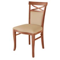 Cadeira Decorativa Sala de Jantar Minos Madeira Maciça com Puxador Poliéster Creme G42 - Gran Belo