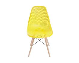 Cadeira Decorativa Vibrante Assento Amarelo Base Estilo Eiffel Madeira Bering