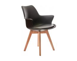 Cadeira decossento em pp na cor preta,base estilo eiffel,com armacao de madeira