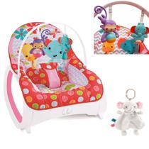 Cadeira Descanço P/ Bebê Vermelho C/ Naninha Elefante Baby