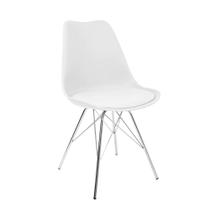 Cadeira Design Leda Estofada Eames Branca Tower Cromado