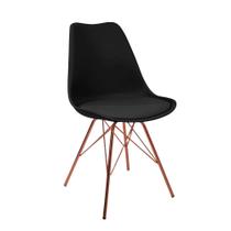 Cadeira Design Leda Estofada Eames Preta Tower Cobre