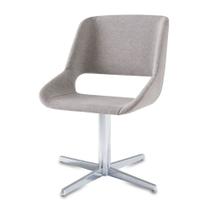 Cadeira Dife Assento Estofado Rustico Cru Base Fixa em Aluminio - 55881