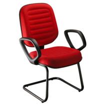 Cadeira Diretor Com Braços Linha Blenda Base Fixa em S Vermelho