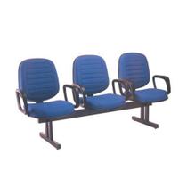 Cadeira Diretor em Longarina com 3 lugares Linha Blenda Azul - Design Office Móveis