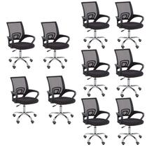 Cadeira Diretor Escritório Tela Mesh Wave Pierre Preta W-120 KIT 10 UNIDADES