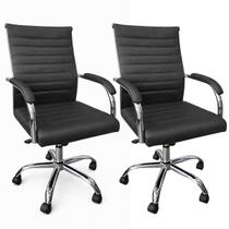 Cadeira Diretor Esteirinha Florença Relax PU Preta - Kit 02