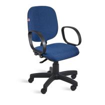 Cadeira Diretor Giratória Braços Tecido Azul Com Preto