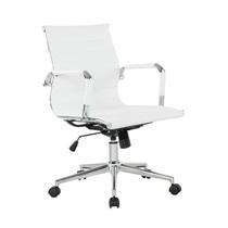 Cadeira Diretor Manhattan Branco Aço Couro 95x56x60cm Fratin - Fratini