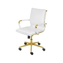 Cadeira Diretor Office Soft Rodizio Branca - Dourado Brilho