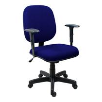 Cadeira Diretor Operativa Com Braço Regulável Tecido Azul com Preto - ULTRA Móveis