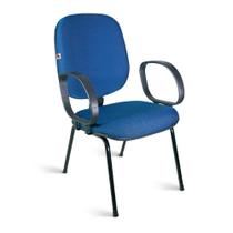 Cadeira Diretor Pé Palito Braços Tecido Azul Com Preto
