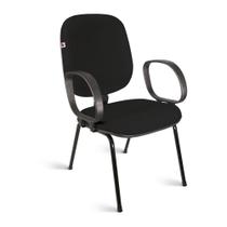 Cadeira Diretor Pé Palito Braços Tecido Preto - Shopcadeiras
