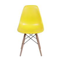 Cadeira dkr amarelo base de madeira