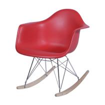 Cadeira DKR em Polipropileno com Braço Vermelha Base Balanco