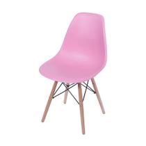 Cadeira dkr rosa base de madeira