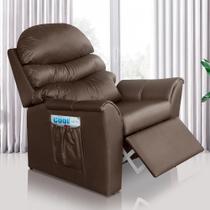 Cadeira Do Papai Reclinável Grande Confortavel Material Sintético Marrom