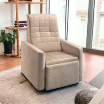 Cadeira do Papai Reclinável Grande Confortável Suede Bege - Dakaza