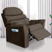 Cadeira Do Papai Reclinável Grande Confortavel Suede Marrom - Art Estofados