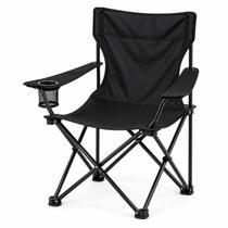 Cadeira Dobrável Camping Pesca Praia Preta 120kg com Porta Copos e Bolsa Ômega - Ômega Mix