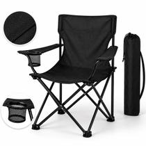 Cadeira Dobrável Camping Pesca Praia Preta 120kg com Porta Copos e Bolsa Ômega Cadeira Dobrável Camping Pesca Praia Preta 120kg com Porta Copos e Bolsa Ômega